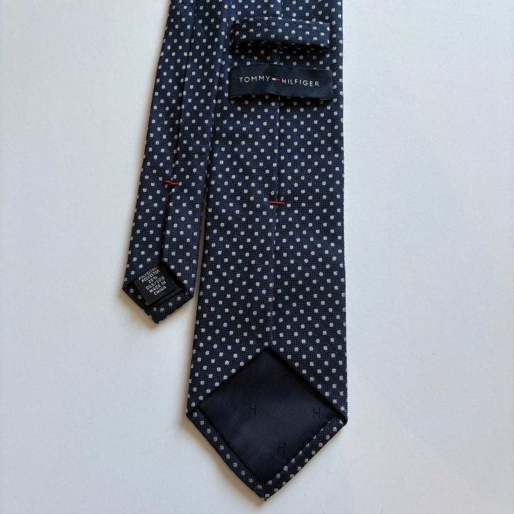Tommy Hilfiger Navy Silver Polka Dot Tie